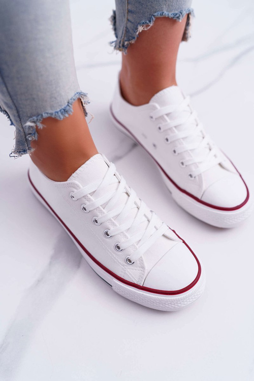 Trampki Damskie Niskie Materiałowe Białe FreeTime