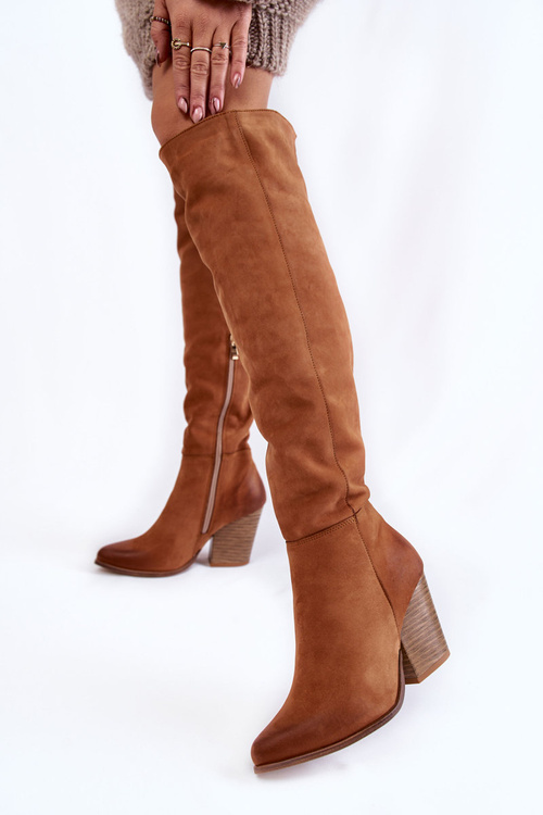 Damskie Skórzane Kozaki Muszkieterki Lewski 2833 Camel