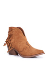 Botki Damskie Na Słupku Z Frędzlami Kowbojki Camel Sibi