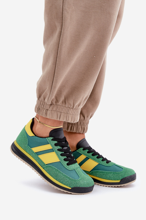 Niskie Sneakersy Trampki Damskie Zielone Sellira