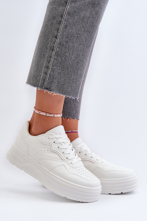 Sneakersy Damskie Na Platformie Białe Axivana
