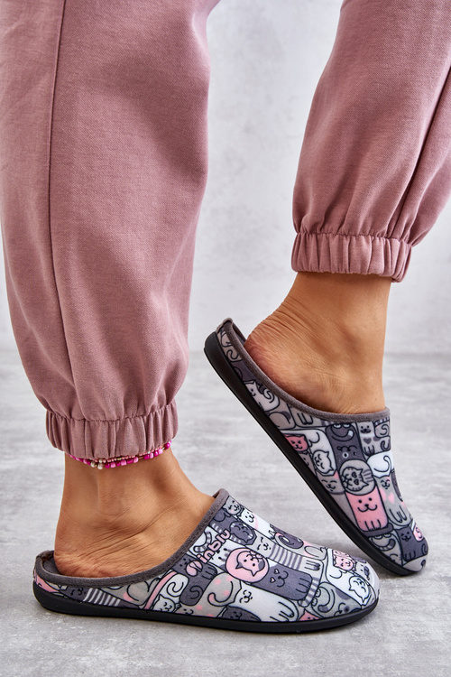 Papcie Klapki Befado Kotki 155D208 Szare