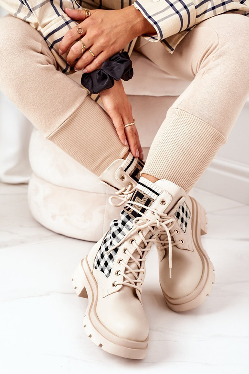 Workery Z Elastycznej Tkaniny Beżowe Love Story