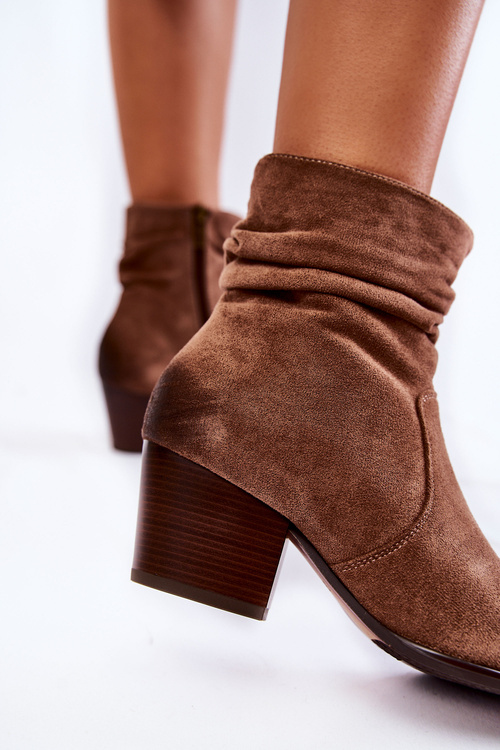 Damskie Zamszowe Ocieplane Botki Beżowe Wenche