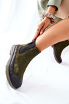 Damskie Botki Sztyblety Skóra Zamsz Big Star II274355 Khaki