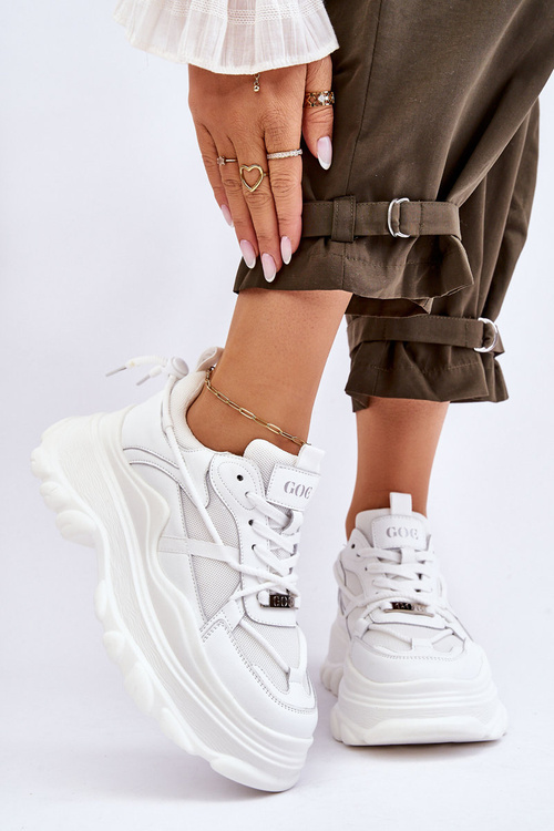 Buty Sportowe Na Masywnej Platformie GOE LL2N4029 Białe