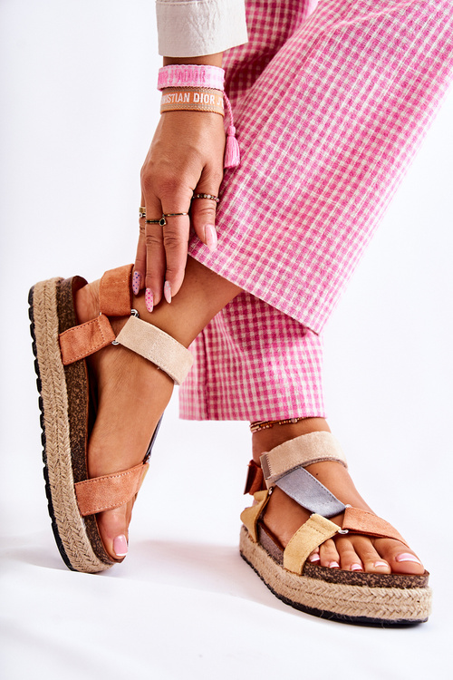 Sandałki Damskie Na Lato Beżowo-Żółte Galia