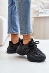 Sneakersy Damskie Na Masywnej Podeszwie Czarne Amoserna