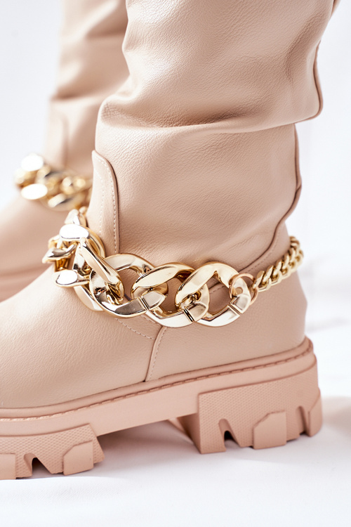 Wysokie Beżowe Kozaki Cecina