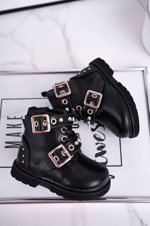 Dziecięce Botki Ocieplone Futerkiem Czarne Mary