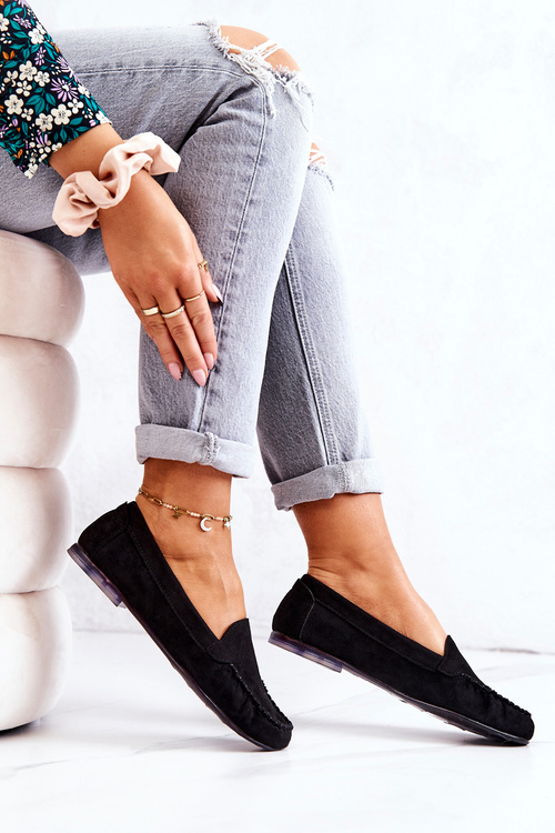 Zamszowe Mokasyny Sergio Leone MK722 Czarne