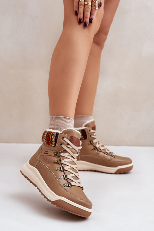 Skórzane Botki Damskie Ocieplane Lee Cooper LCJ-24-01-2985 Beżowe