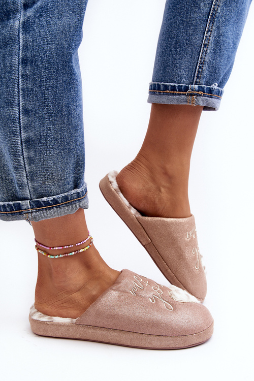 Błyszczące Kapcie Damskie Różowe Geraja