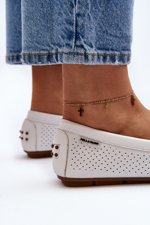 Damskie Ażurowe Mokasyny Białe Rasirna