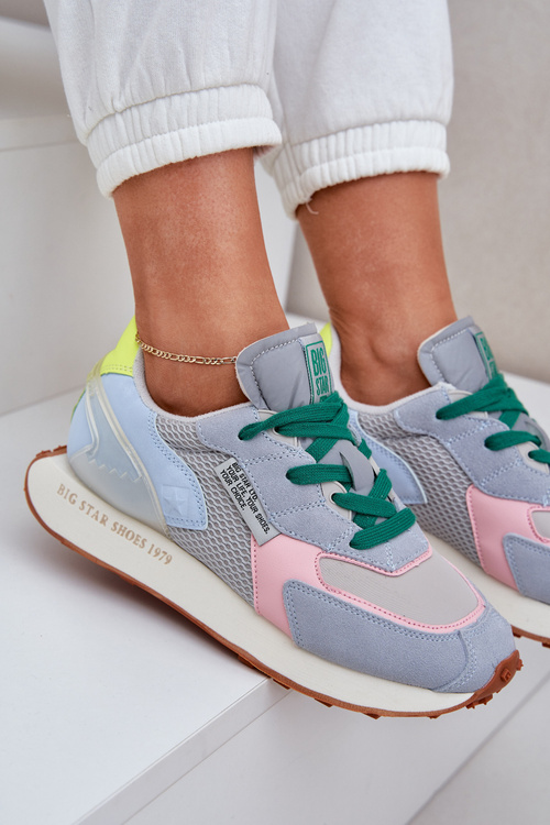 Sneakersy Damskie Na Platformie Memory Foam System Big Star NN274682 Niebieskie