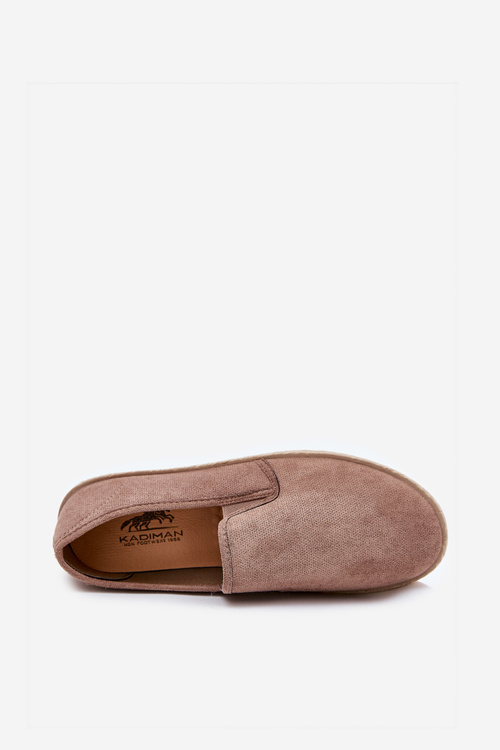 Espadryle Tenisówki Męskie Z Eko Zamszu Ciemnobeżowe Lunaria