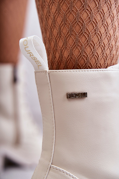 Damskie Ocieplane Botki Na Obcasie Jasny Beż Grethe