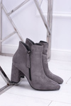 Damskie Botki Szare na Słupku Zamszowe Egida
