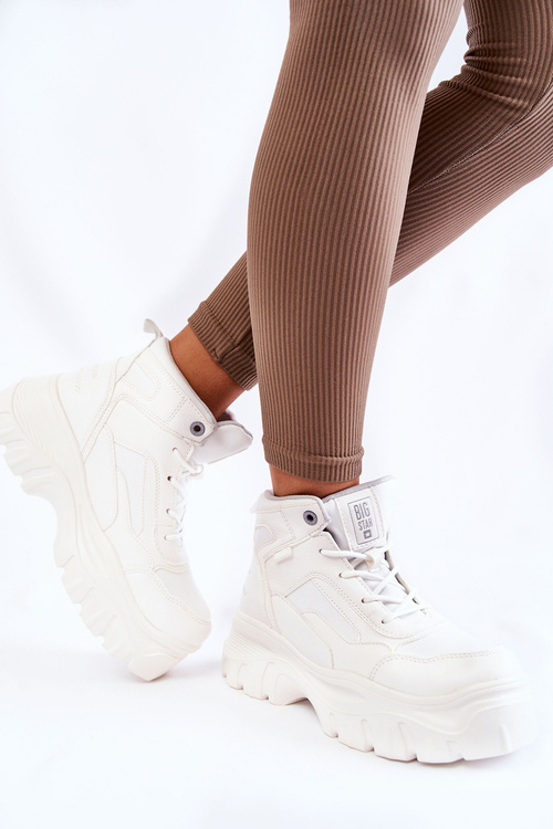 Modne Botki Trapery Memory Foam Big Star KK274369 Białe