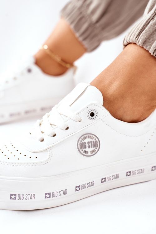 Skórzane Tenisówki Na Platformie BIG STAR II274075 Białe