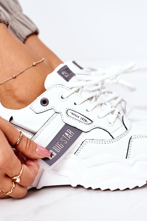 Damskie Sportowe Buty Sneakersy Big Star GG274213 Biało-Szare