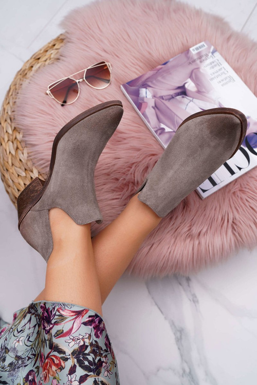 Botki Damskie Wiosenne Skórzane Cappuccino Anabella