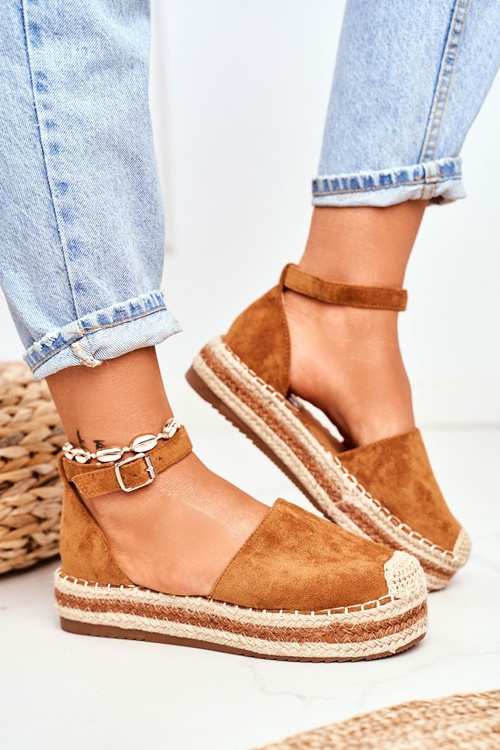 Espadryle Damskie Na Platformie Słomkowe Camel Toca Toca