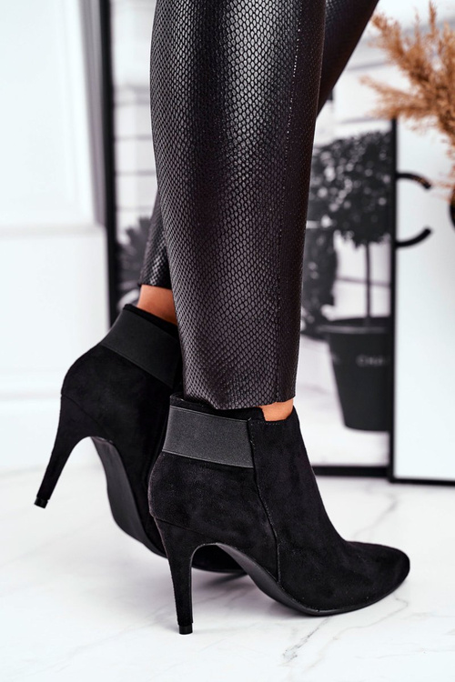 Damskie Botki Na Szpilce Czarne Office