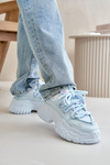 Sneakersy Damskie Na Masywnej Podeszwie Niebieskie Nevela