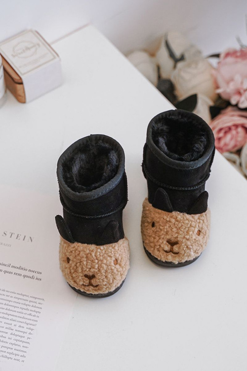 Ocieplane Dziecięce Botki Śniegowce Lamy Czarne Esandira