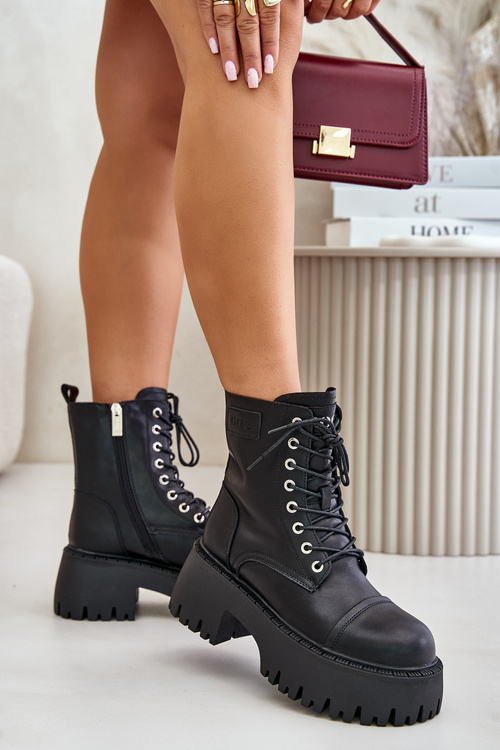 Workery Botki Damskie Ocieplane Ze Skóry Naturalnej Goe OO2N4123