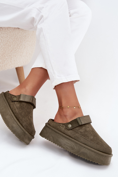 Śniegowce Damskie Na Platformie Z Rzepem Ciemnozielone Jorielle