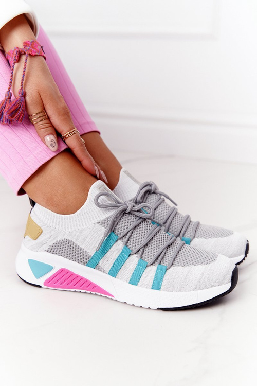 Damskie Sportowe Buty Memory Foam Big Star HH274531 Biało-Szare