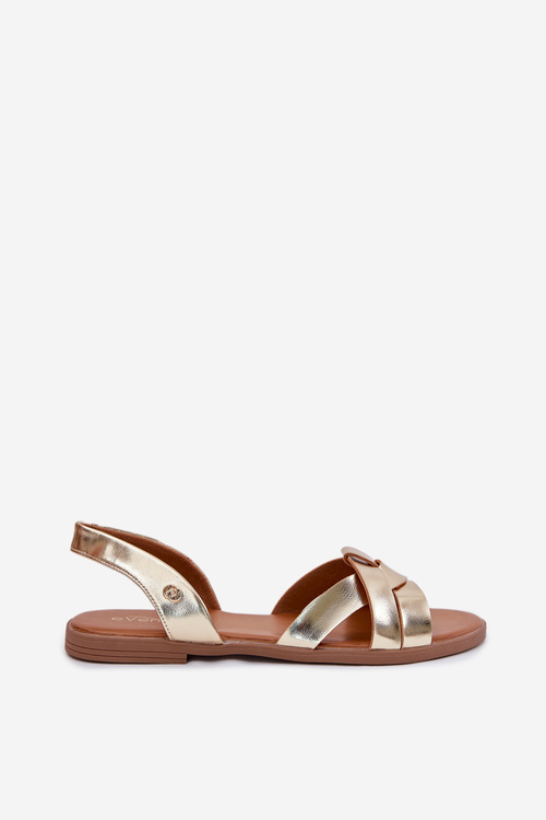 Płaskie Sandały Damskie Z Eko Skóry Złote Illoria