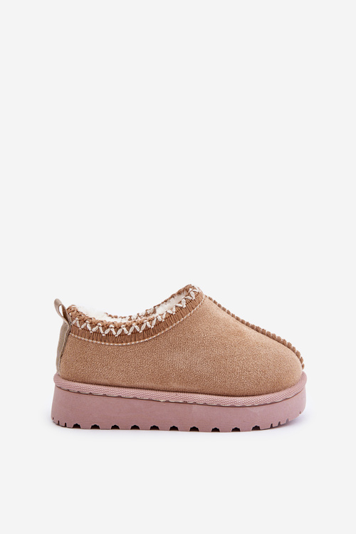 Śniegowce Botki Dziecięce Na Platformie Ocieplane Futerkiem Beżowe Vilabria