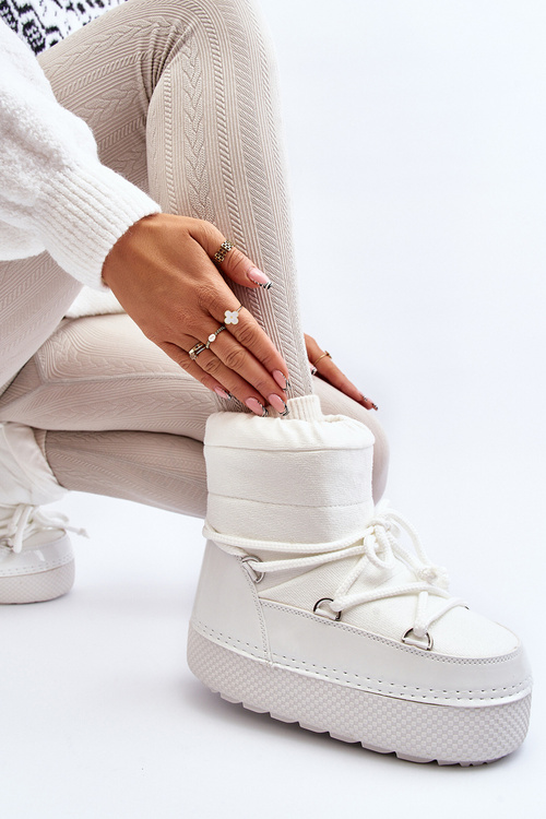 Damskie Śniegowce Z Wiązaniem Białe Toolsa