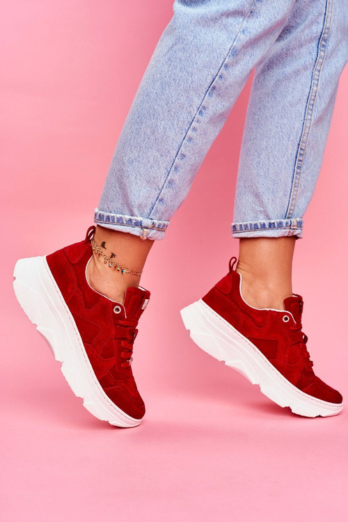 Damskie Sportowe Skórzane Obuwie GOE Czerwone FF2N3017