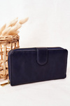 Duży Portfel Damski Z Kieszenią Granatowy