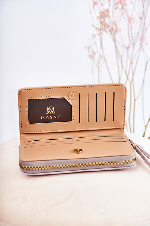 Damski Duży Portfel Z Ozdobą Szary Fabio