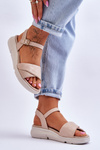 Damskie Sandały Comfort Shoe Na Koturnie Nude Ingrid