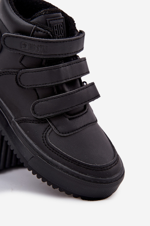 Ocieplane Botki Sneakersy Dziecięce Na Rzepy Big Star SS374070 Czarne