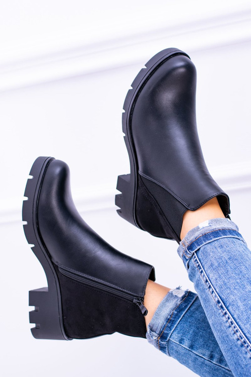 Czarne Płaskie Ocieplane Botki Murcio