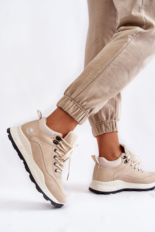 Damskie Ocieplane Buty Trekkingowe Trapery Jasnobeżowe Otto