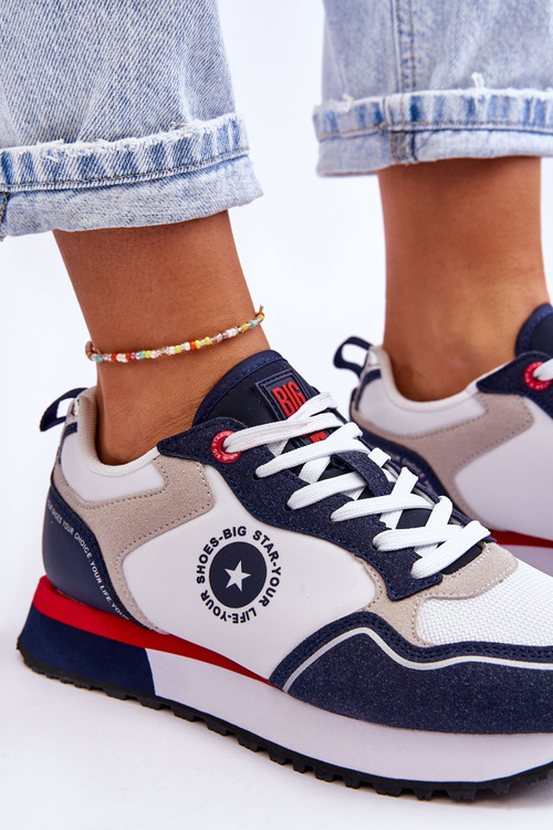 Damskie Sneakersy Memory Foam System Big Star LL274538 Biało-Granatowe