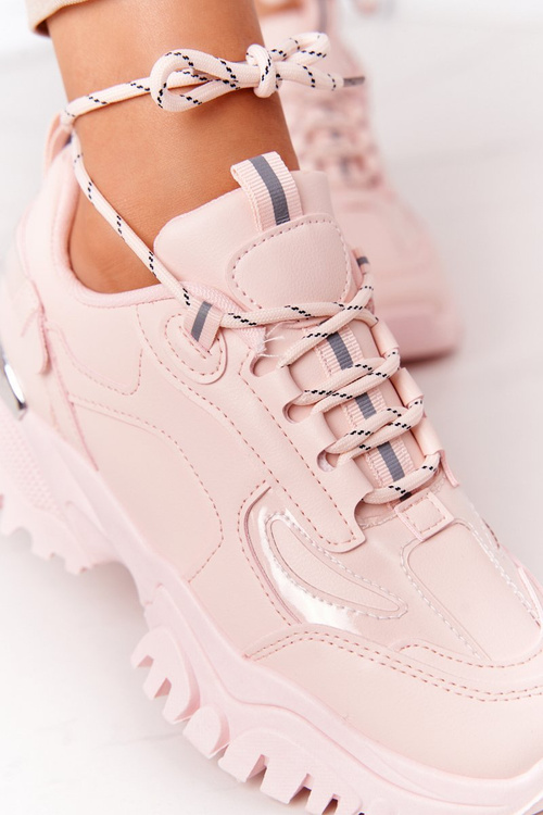 Damskie Sneakersy Na Masywnej Podeszwie Różowe Influencer