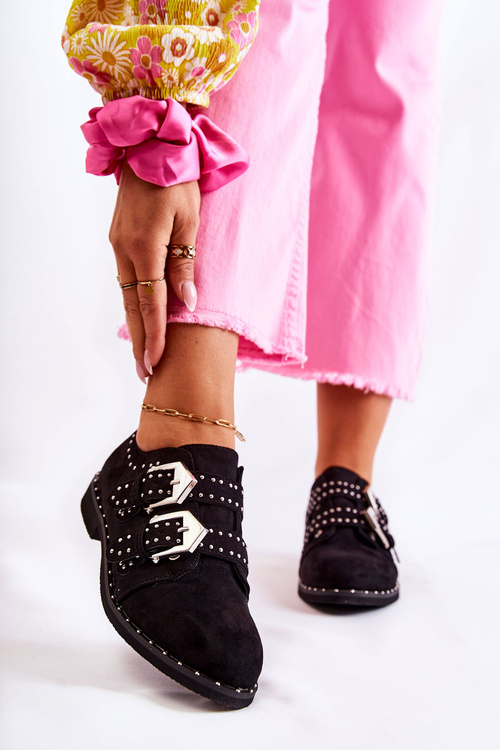 Damskie Półbuty Z Klamrami Lu Boo Czarne