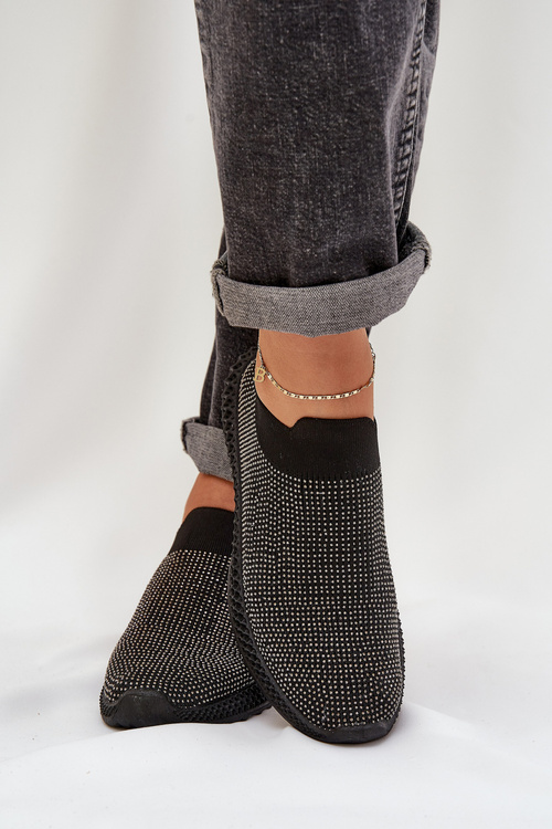 Wsuwane Buty Sportowe Damskie Ze Zdobieniem D&A TW121 Czarne