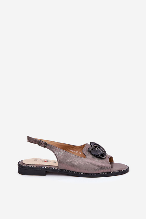 Połyskujące Sandały Damskie Z Ozdobą S.Barski KV51-006 Szare