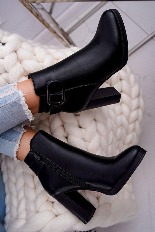 Damskie Botki Na Słupku Czarne Mastor