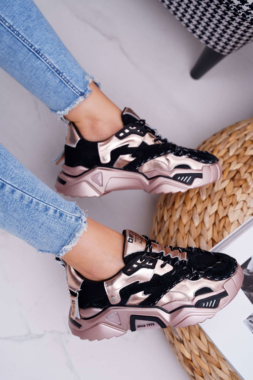 Damskie Sportowe Obuwie Big Star by Daniel Lopez Czarno Złote FF274A528